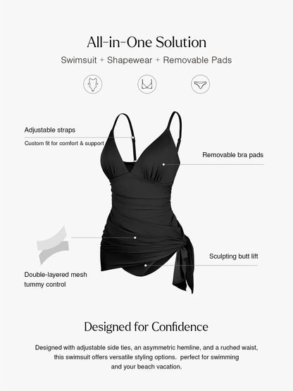 Shapewear Ruched Convertible One-Piece Swimsuit