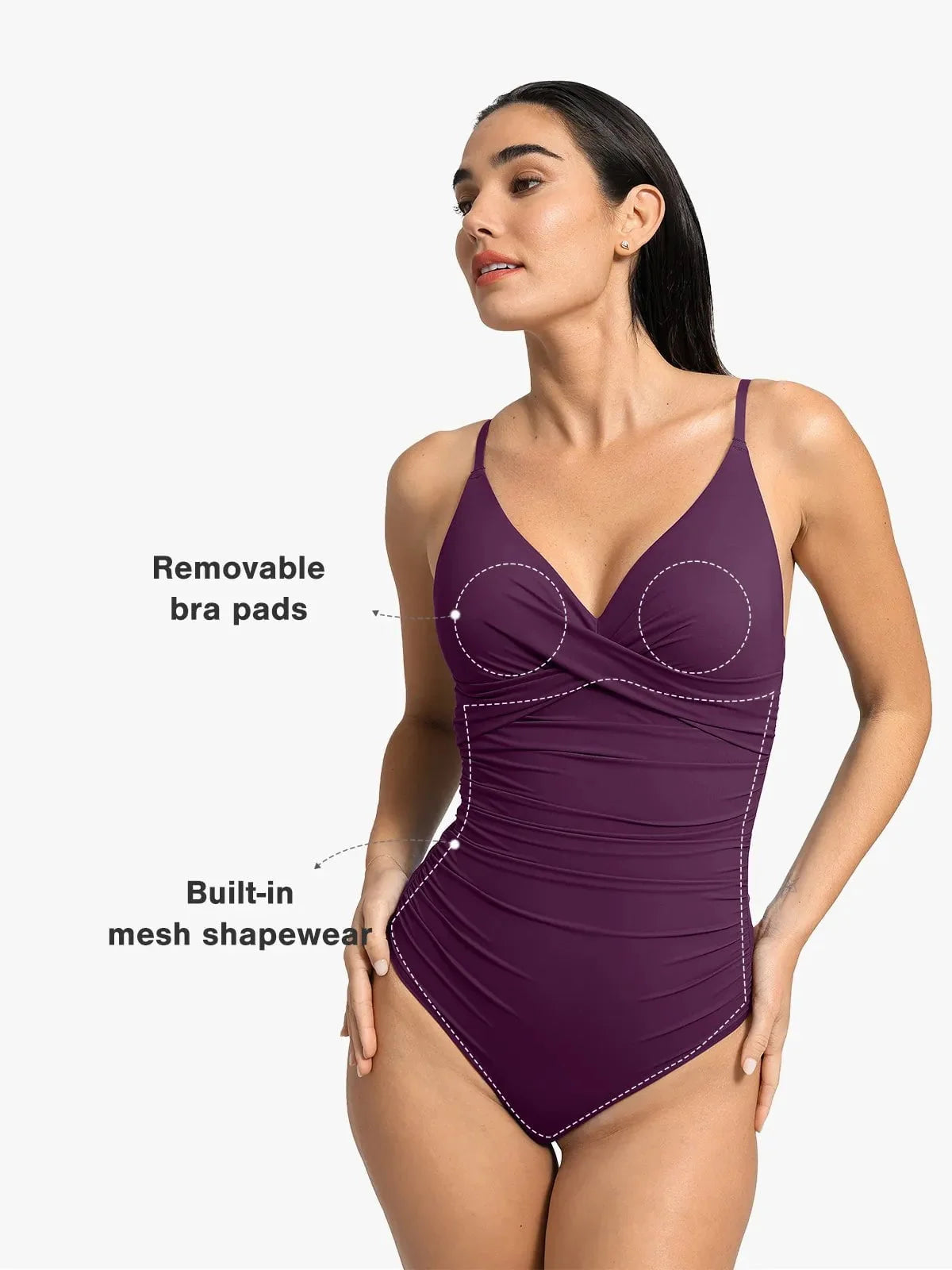 Shapewear Ruched Cross-Front Sculpting One-Piece Swimsuit
