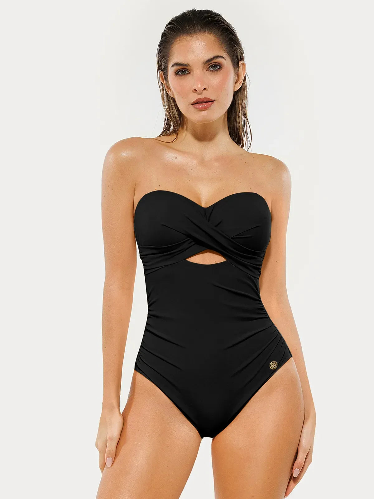 Twist & Shirred Sculpting One-Piece with Removable Straps