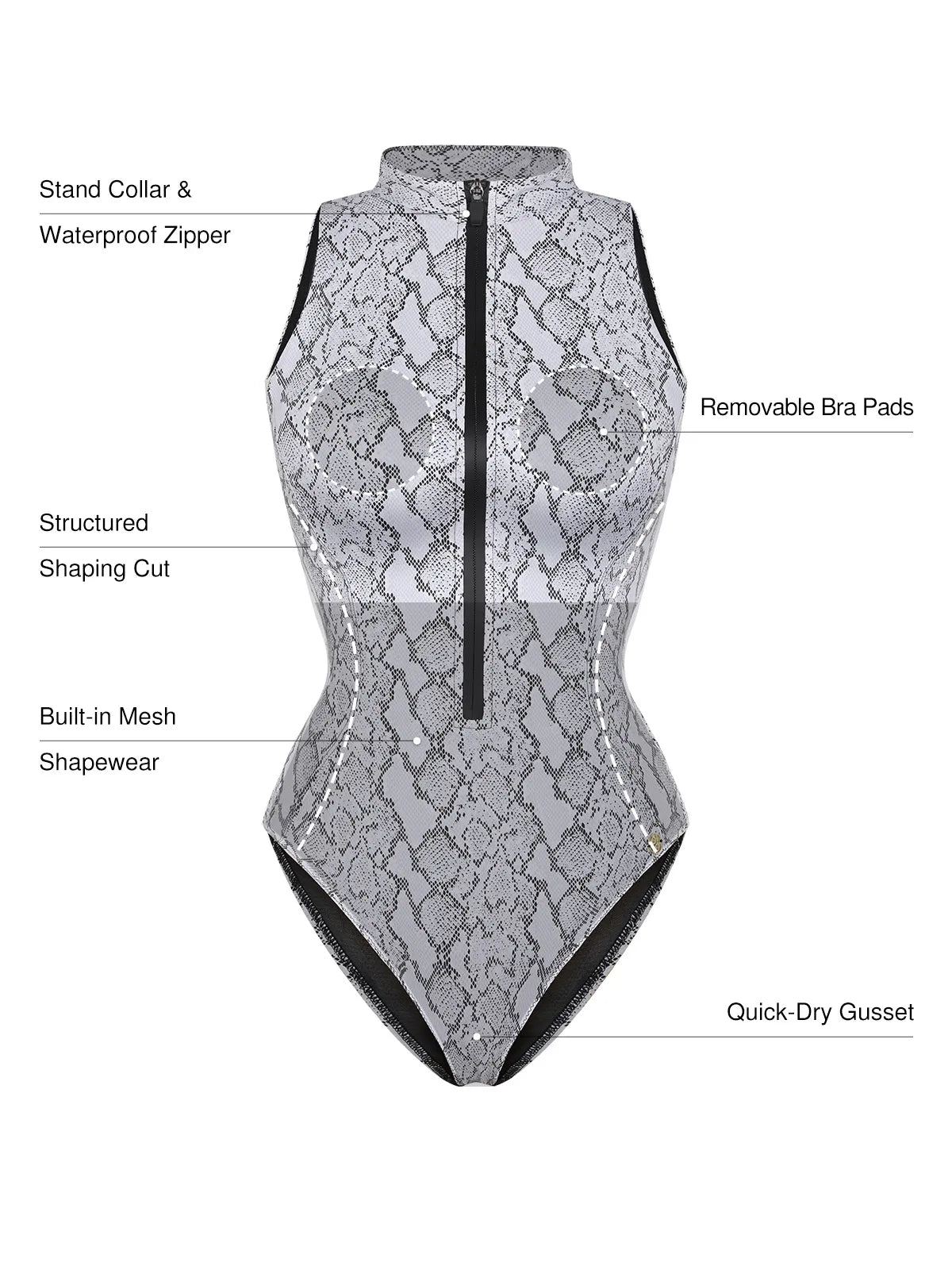Zip-Front Waist Shaping Swimsuit